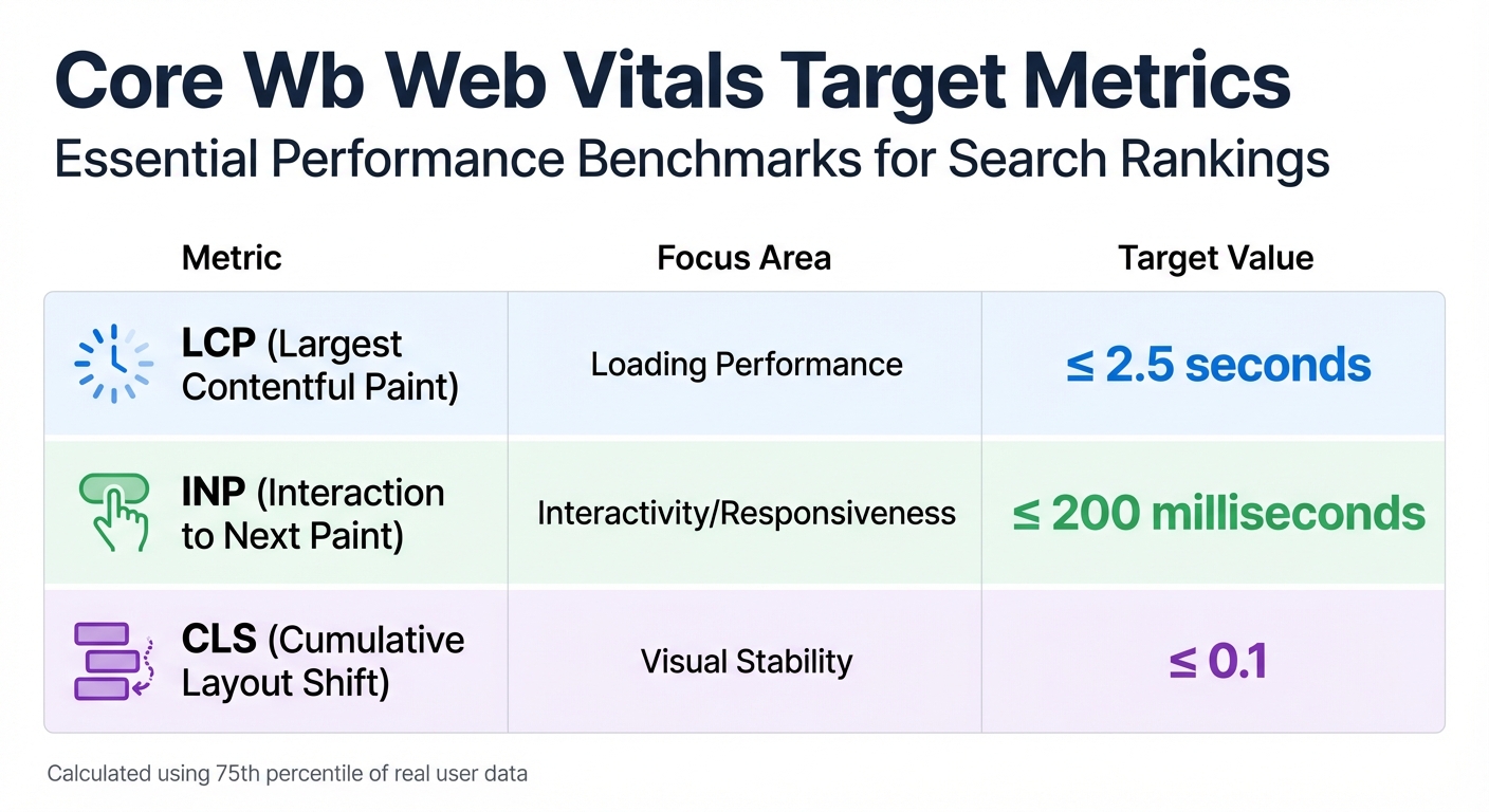 Core Web Vitals Target Metrics for SEO Performance