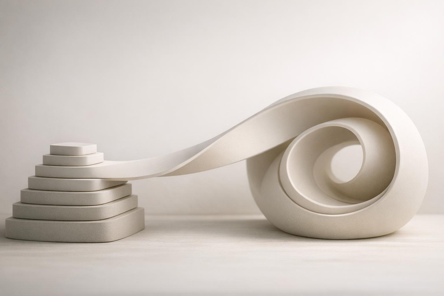 Abstract white and gray image, natural earth tones and shapes