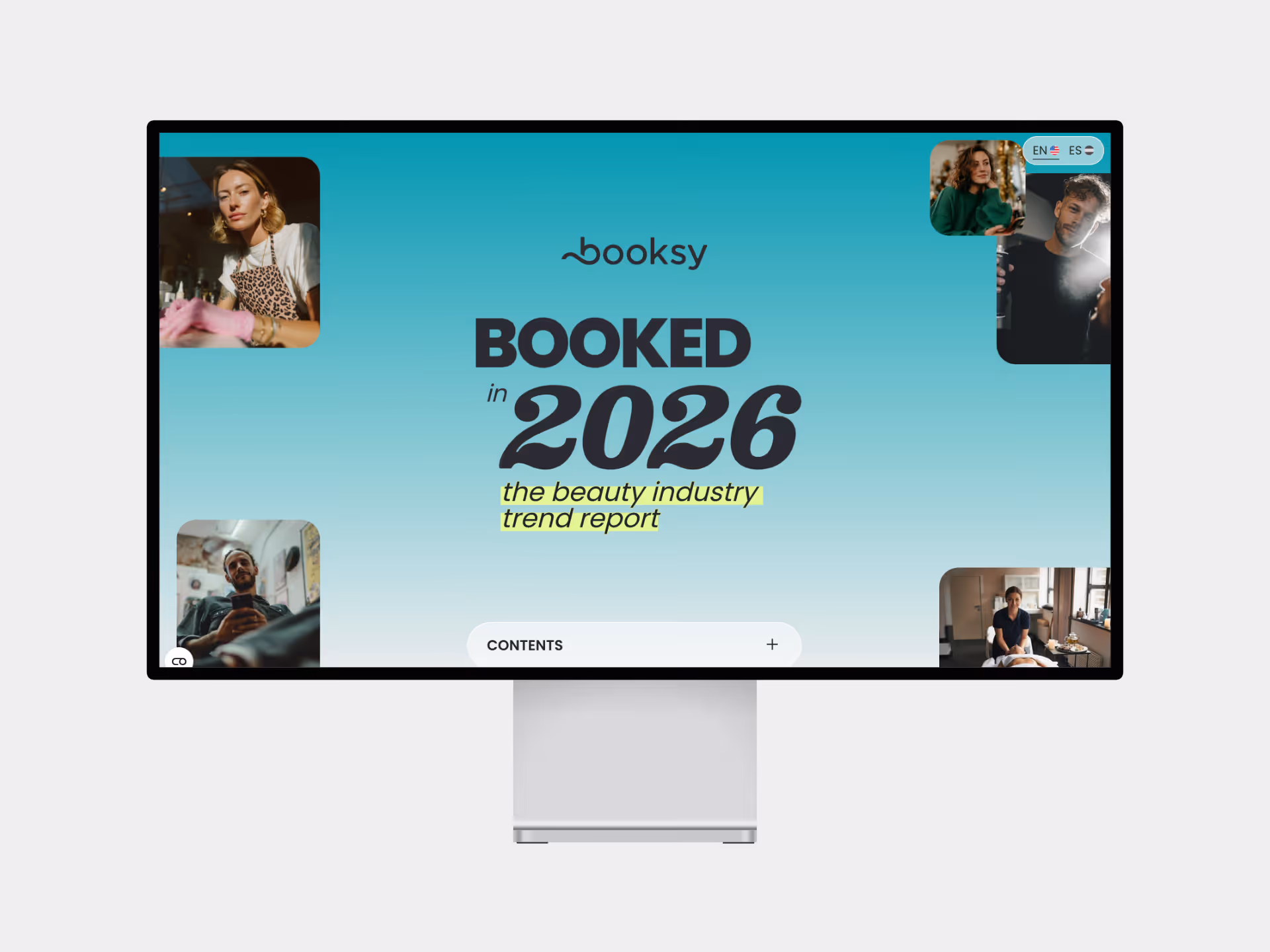 Booksy Global Trends report landing page on a Pro Display XDR