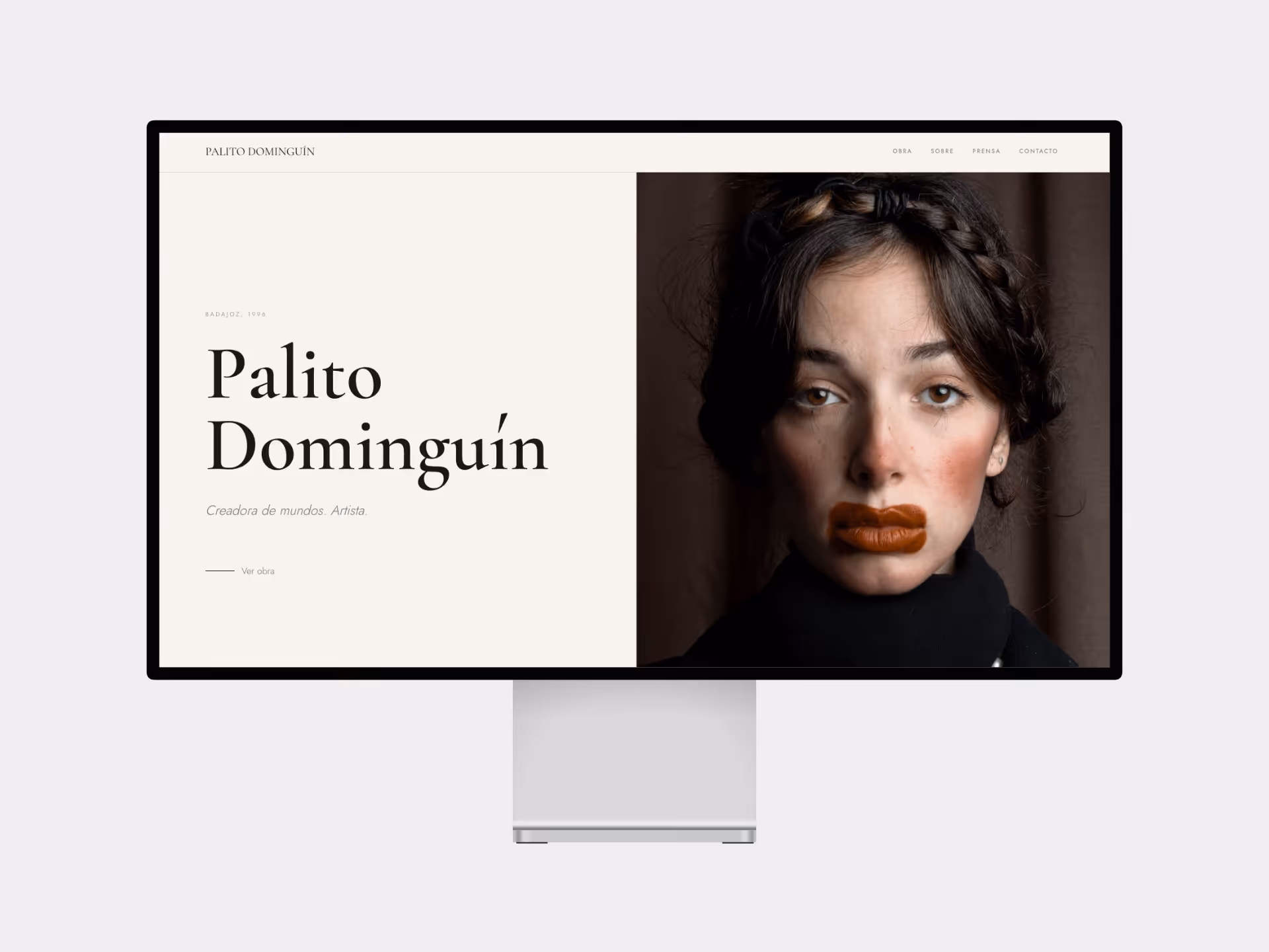 A mockup of the Palito Dominguin website on a pro display xdr