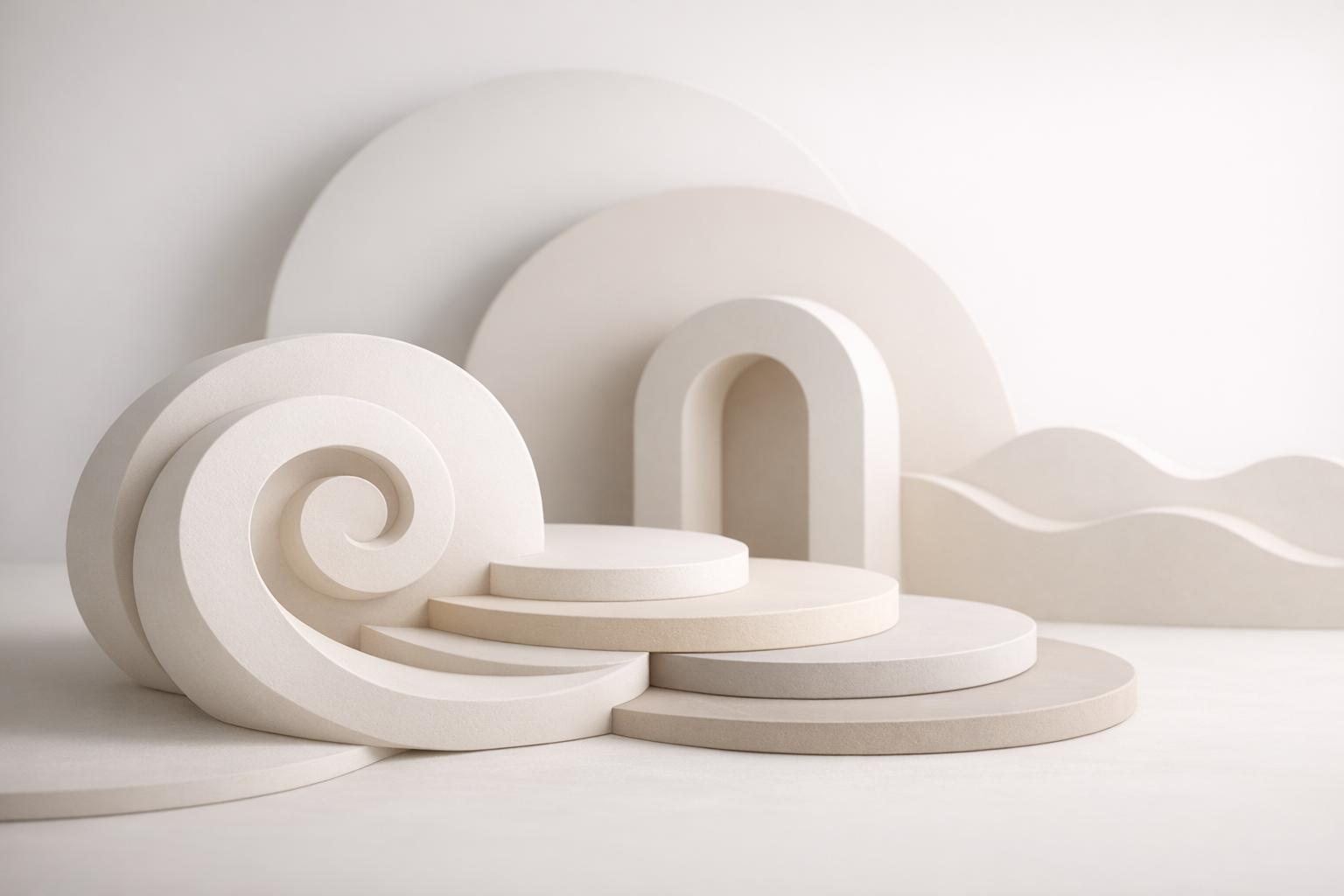 Abstract white and gray image, natural earth tones and shapes