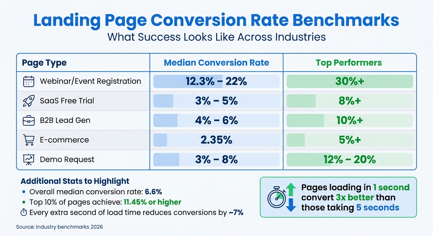 Landing Page Conversion Rate Benchmarks by Industry and Page Type