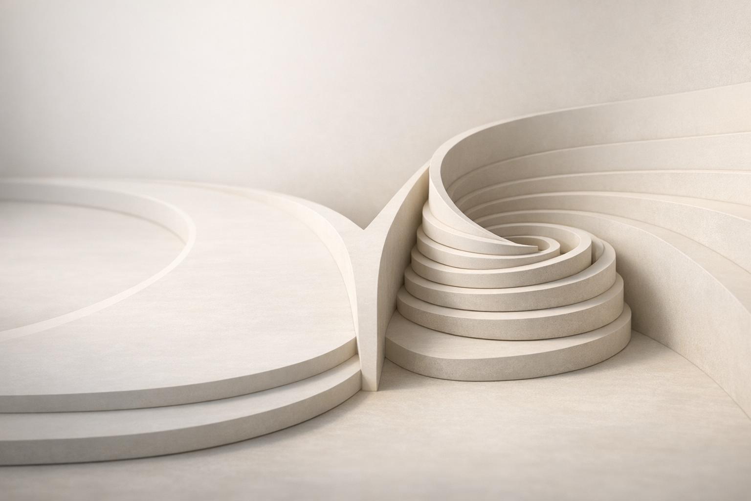 Abstract white and gray image, natural earth tones and shapes