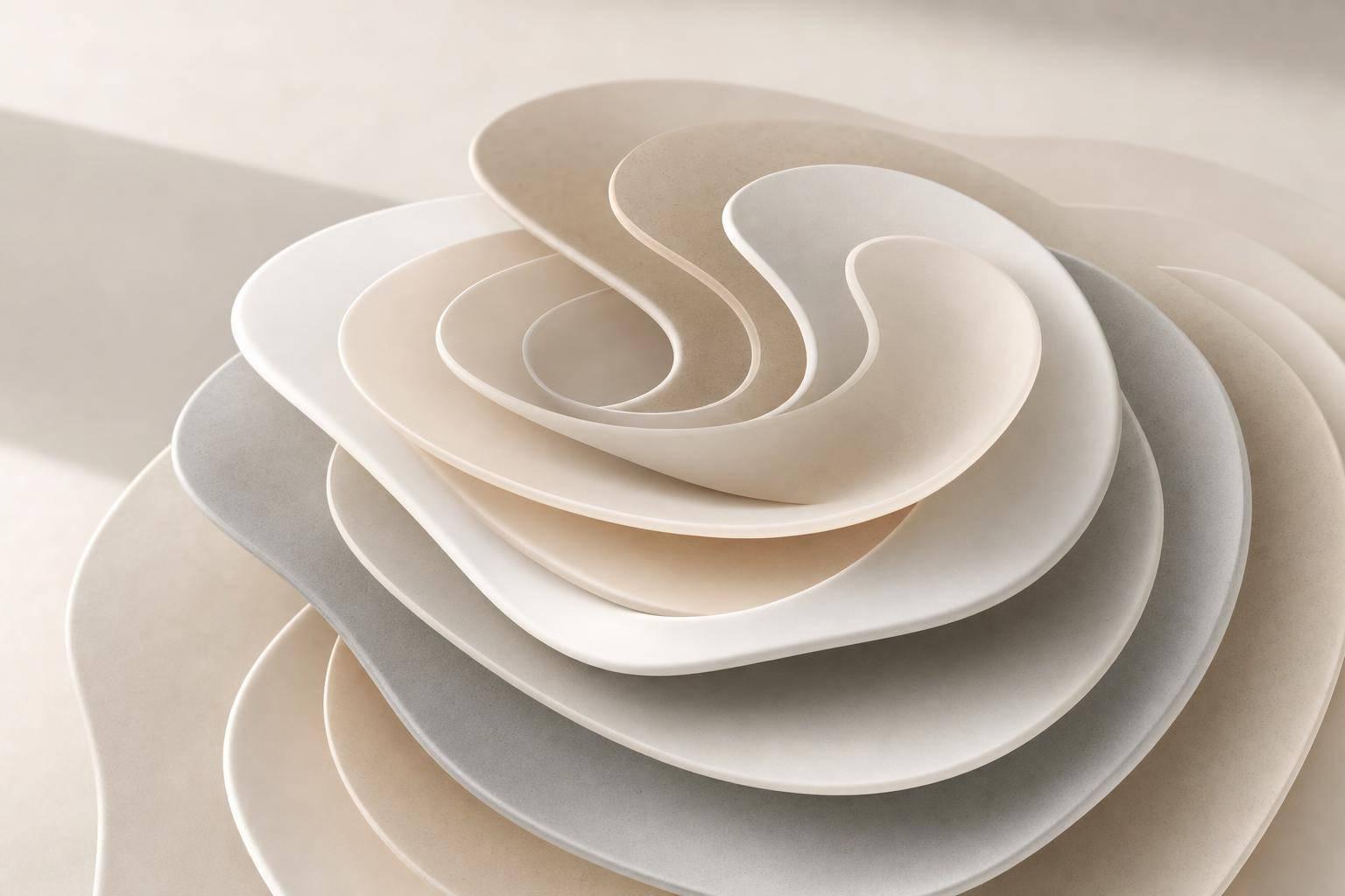 Abstract white and gray image, natural earth tones and shapes