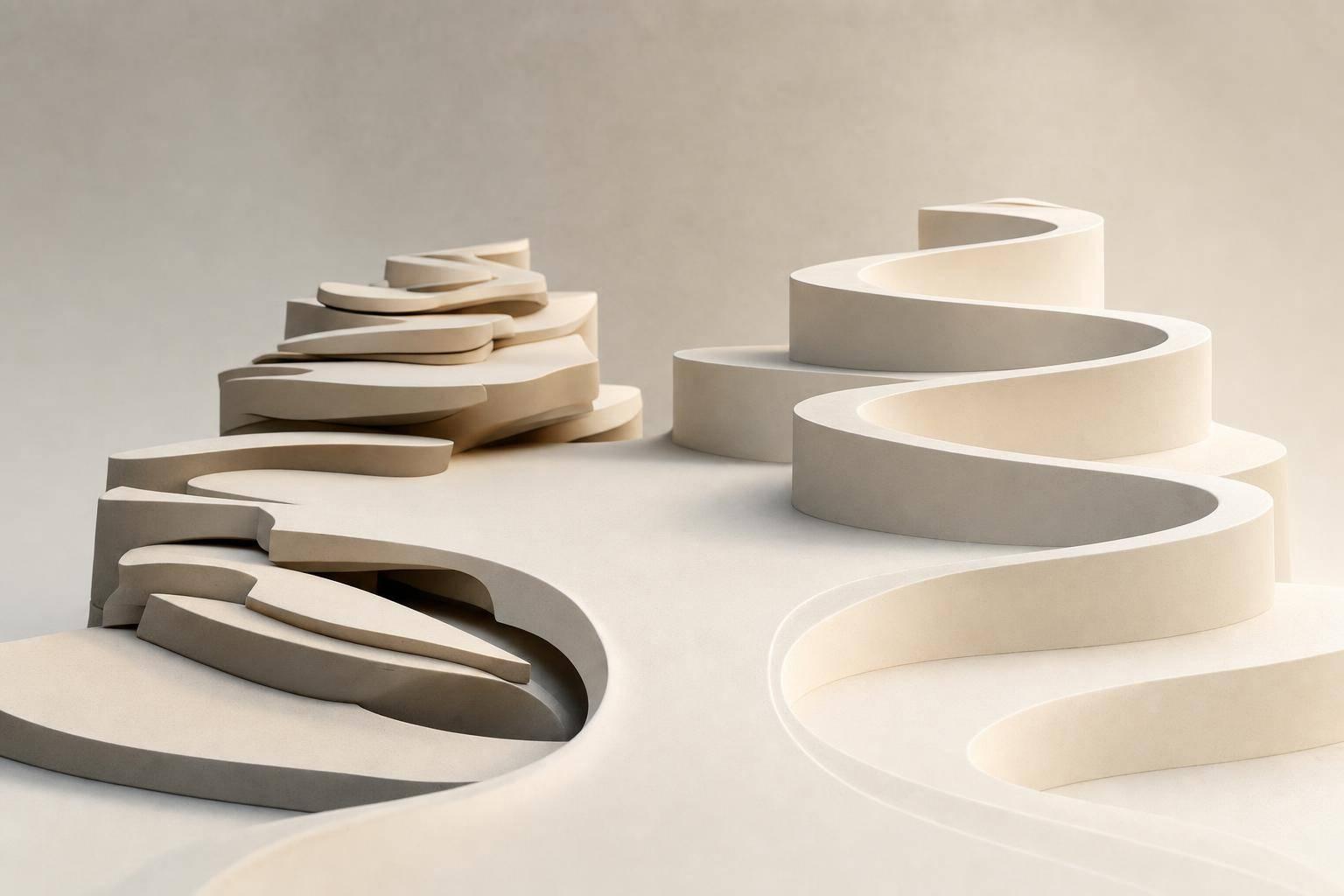Abstract white and gray image, natural earth tones and shapes