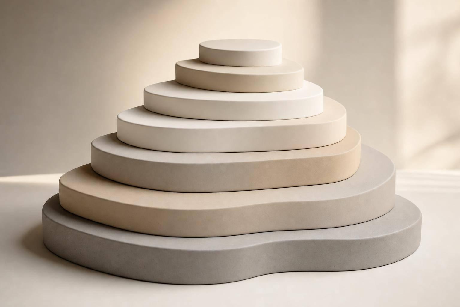 Abstract white and gray image, natural earth tones and shapes