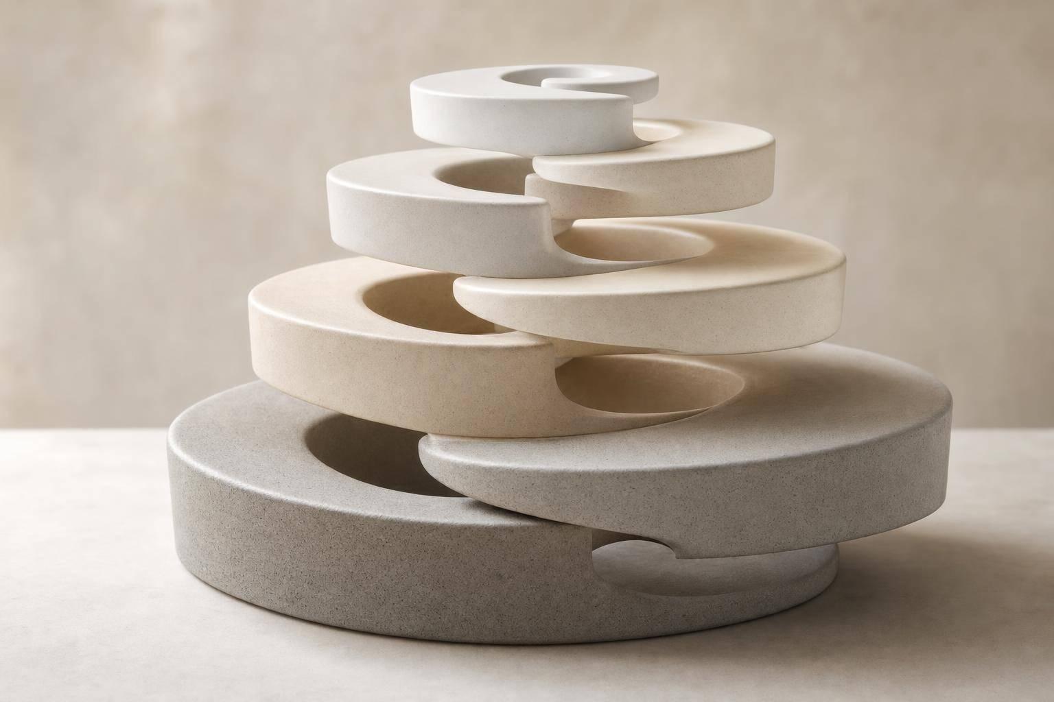 Abstract white and gray image, natural earth tones and shapes