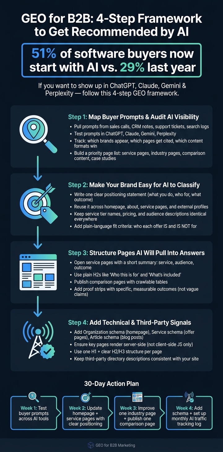 GEO for B2B: 4-Step Framework to Get Recommended by AI