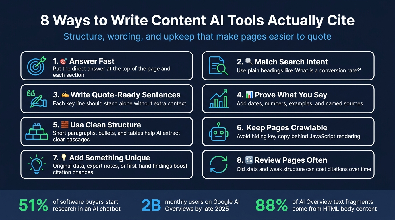 8 Ways to Write Content AI Tools Actually Cite