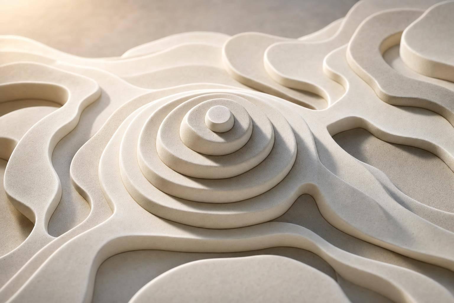 Abstract white and gray image, natural earth tones and shapes