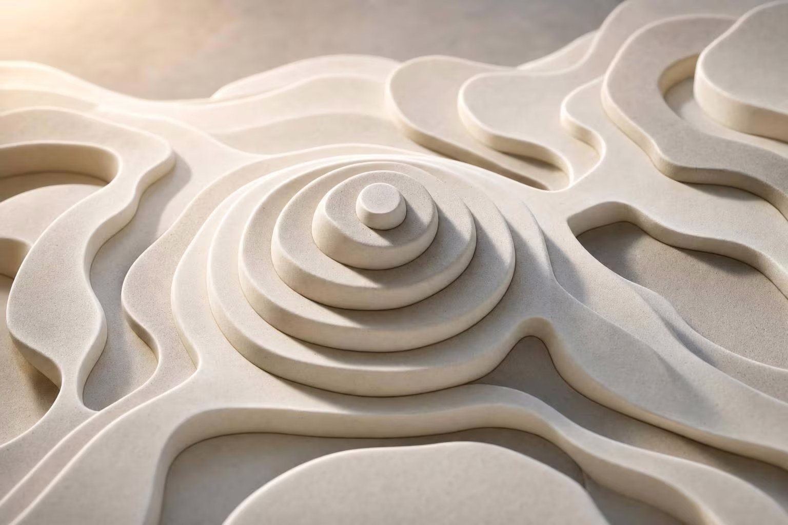 Abstract white and gray image, natural earth tones and shapes