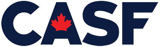 CASF logo with a red maple leaf inside the letter A.