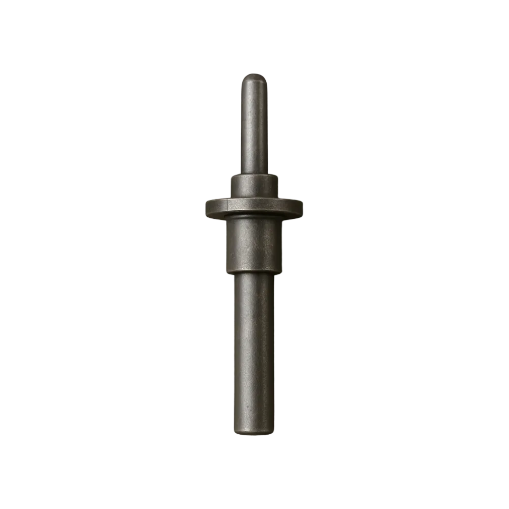 Metal cylindrical component with two distinct sections and a flange in the middle.