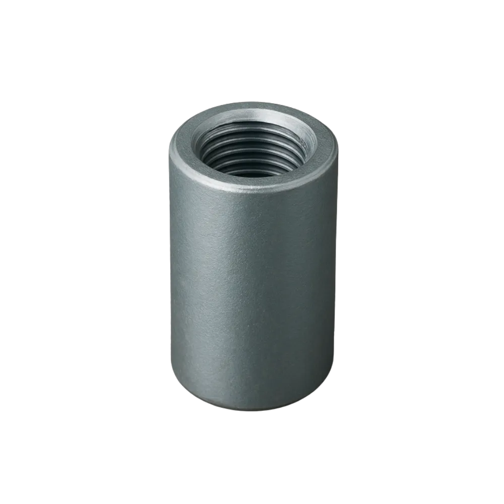 Metal coupling pipe fitting with internal threads for connecting pipes.