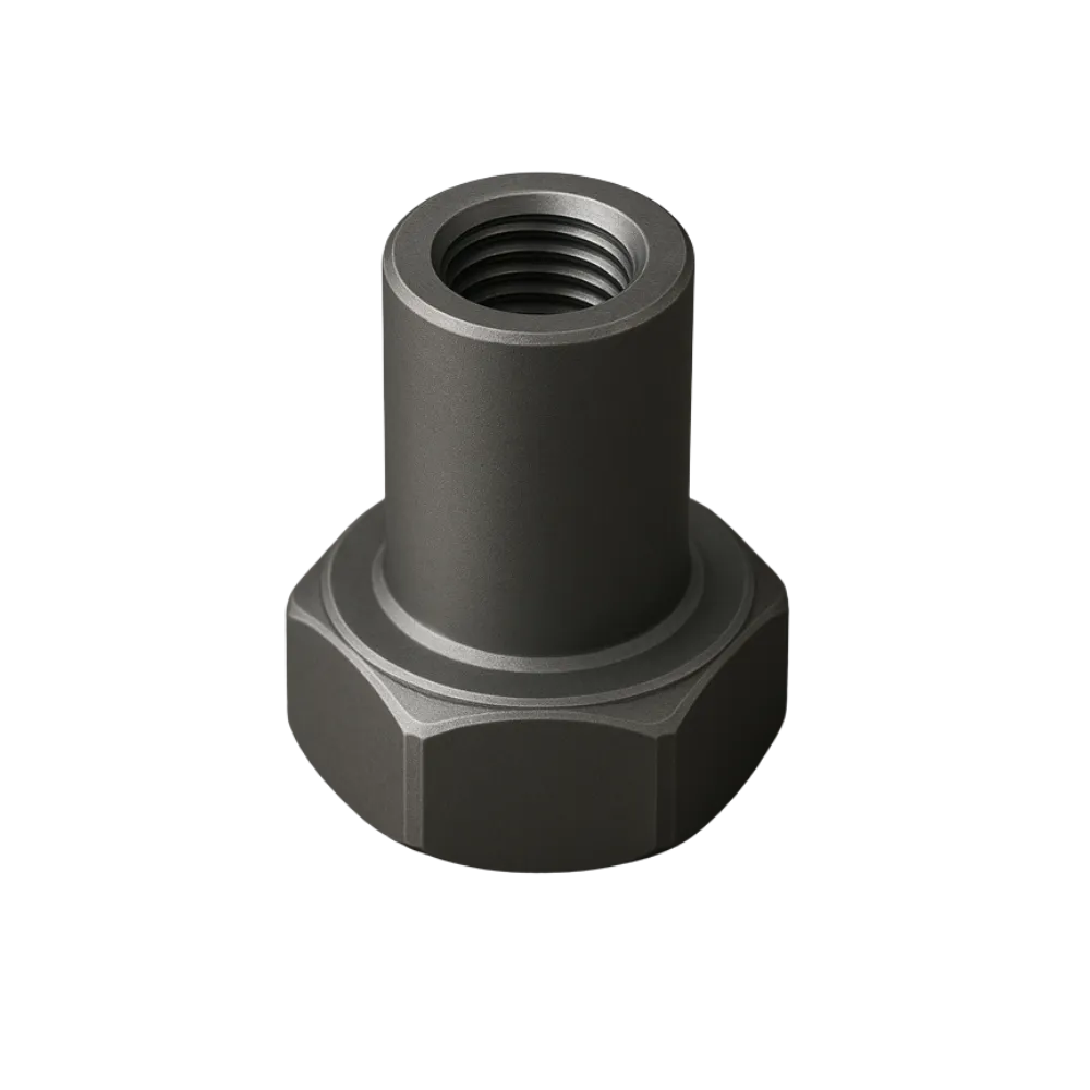 Close-up of a zinc-plated flat head screw with threaded body on black background.