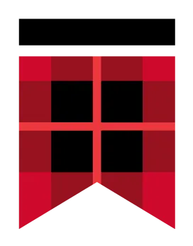 Red and dark red checkered bow-shaped ribbon with a cross pattern in the center.