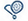 Blue and white tennis racket icon with a tennis ball overlaid.
