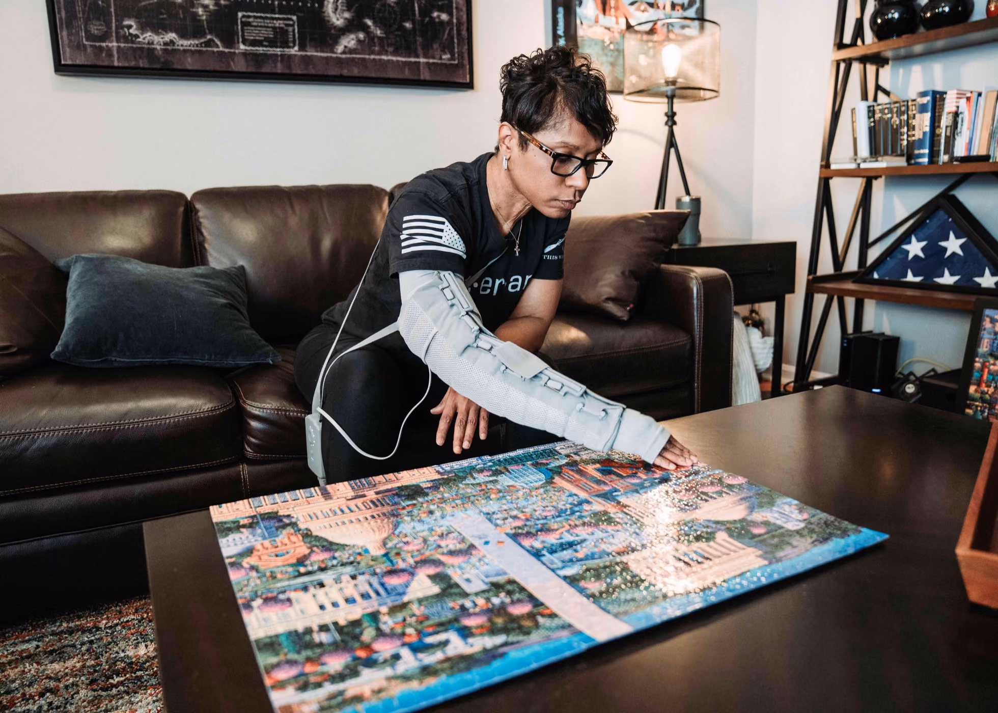 Dayspring user Tamara does a puzzle with her dayspring on