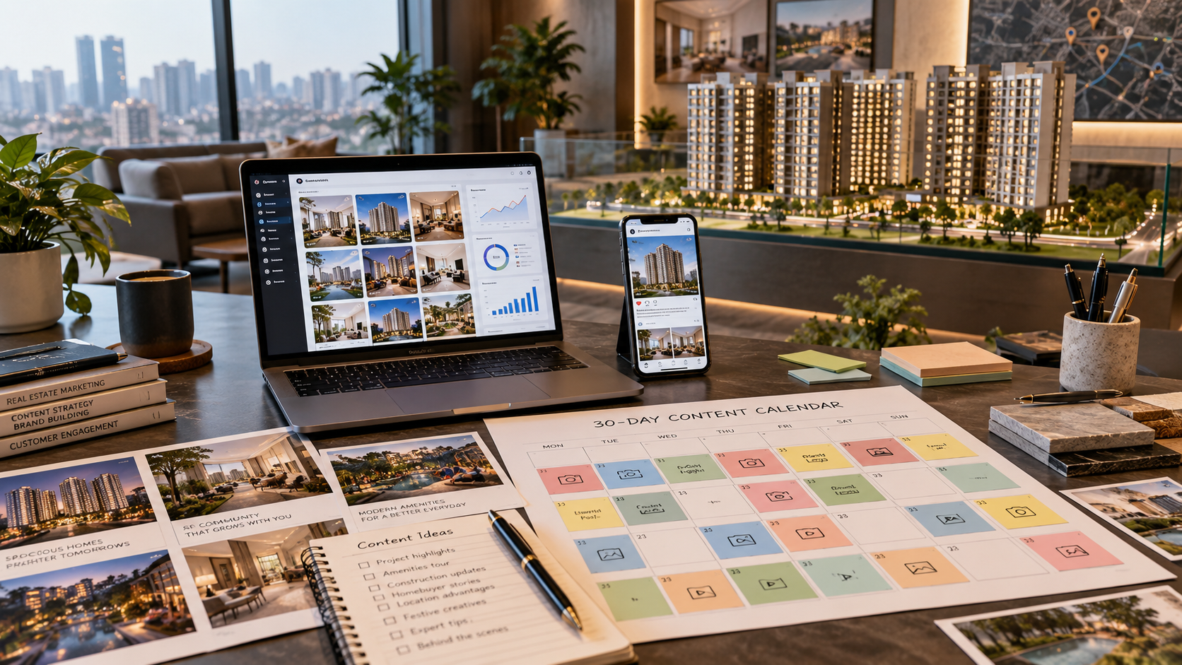 Real Estate Social Media Marketing: Strategy, 30-Day Content Calendar and Post Ideas for Developers
