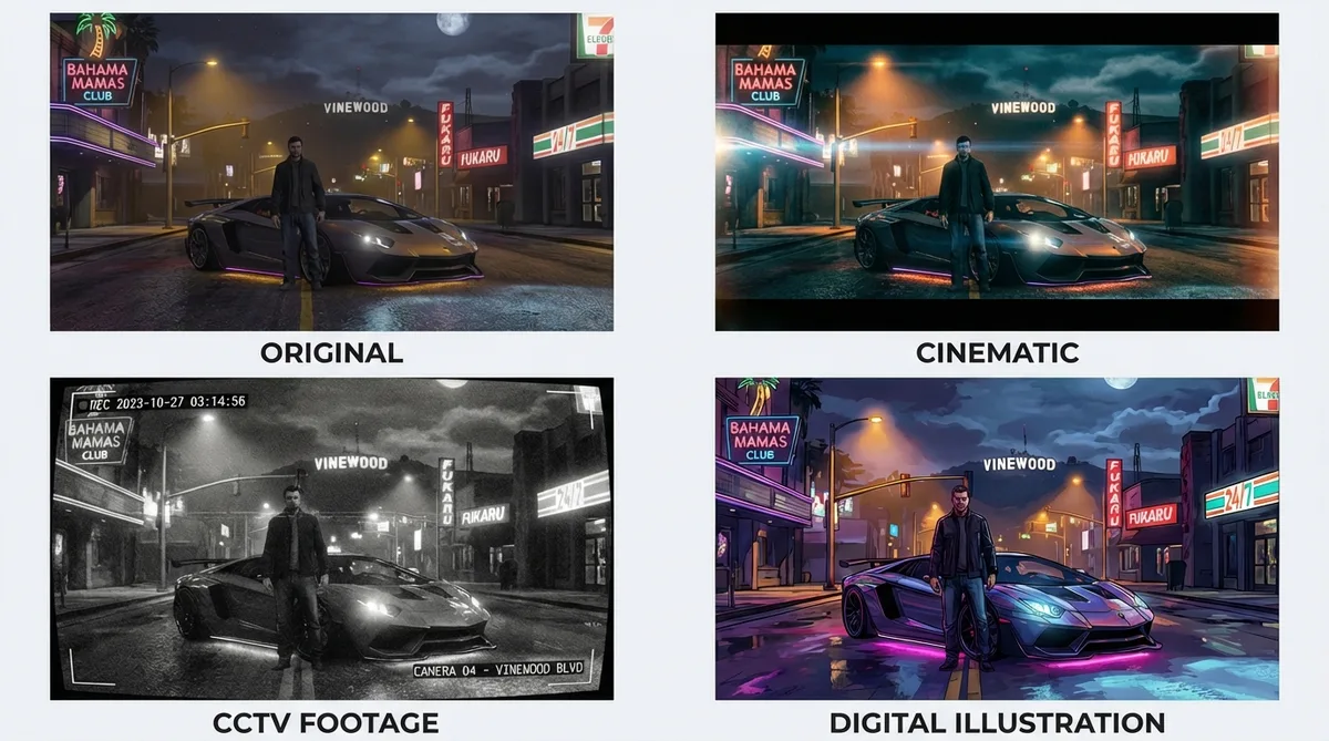 Cinematic filter applied to a GTA thumbnail for film-quality aesthetic