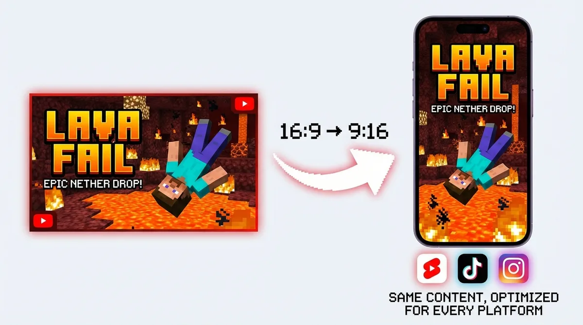 Vertical Minecraft thumbnail for Shorts and TikTok in 9:16 format