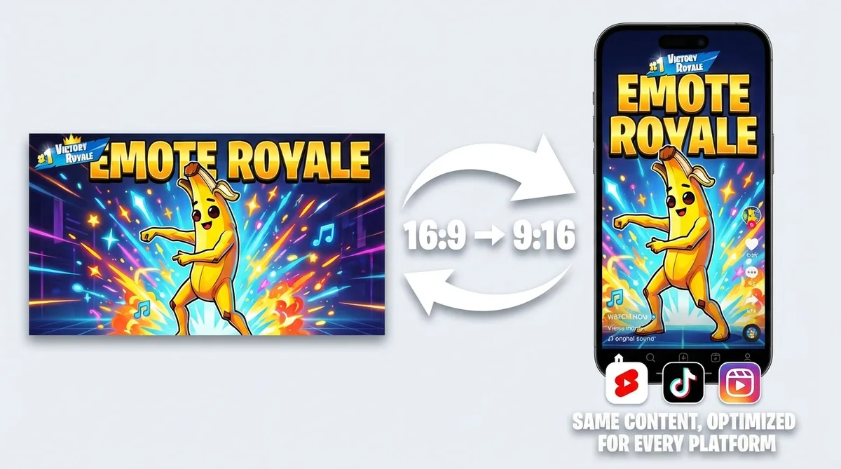 Vertical Fortnite thumbnail for Shorts showing Peely in 9:16 format