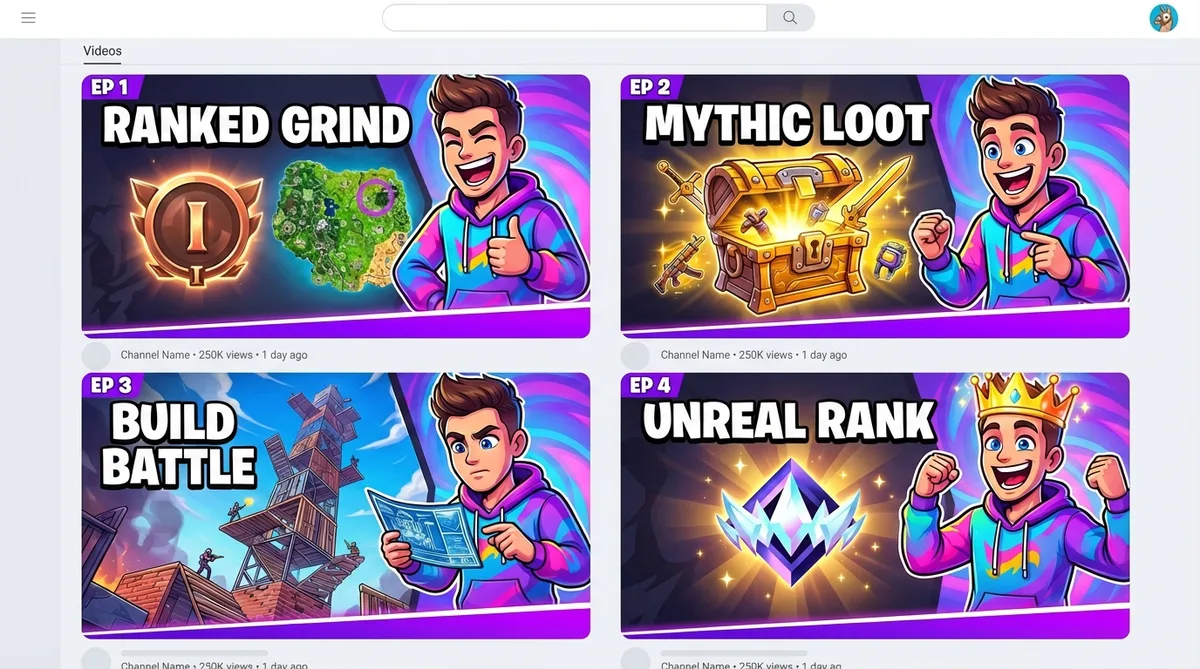 Replicating top Fortnite creator thumbnail layout with custom avatar and text