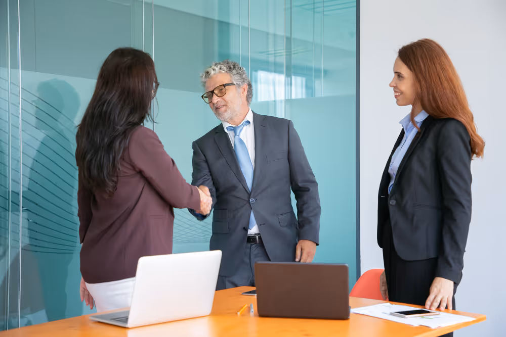 A friendly real estate advisor with a family