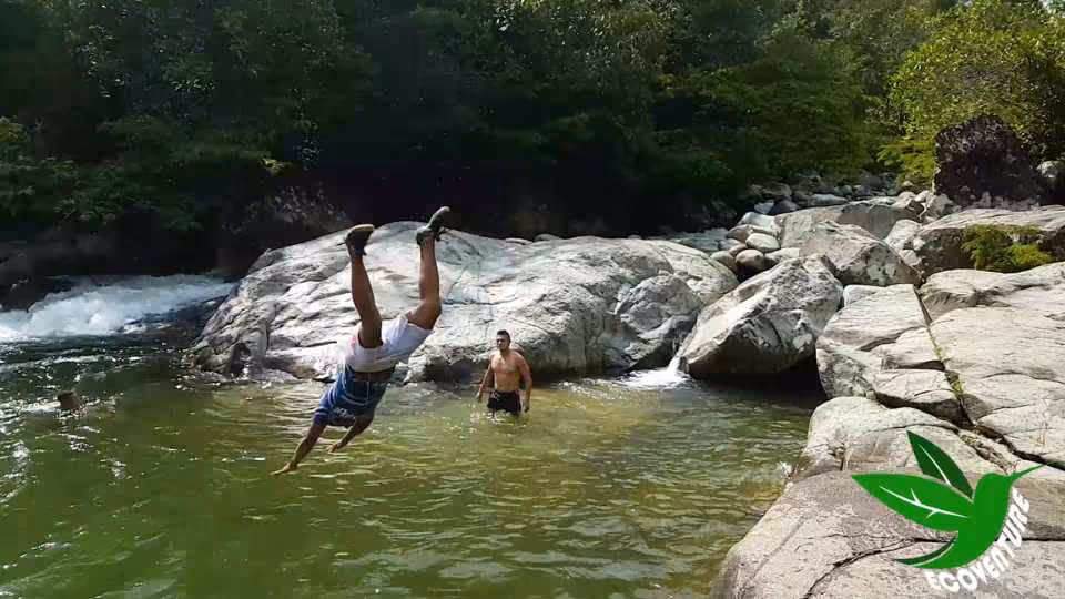 La Cuba waterfall rappelling and La Planta giant natural pool from Medellin