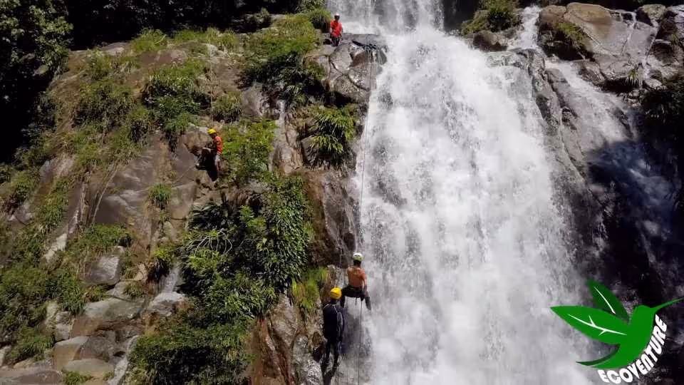 La Cuba waterfall rappelling and La Planta giant natural pool from Medellin