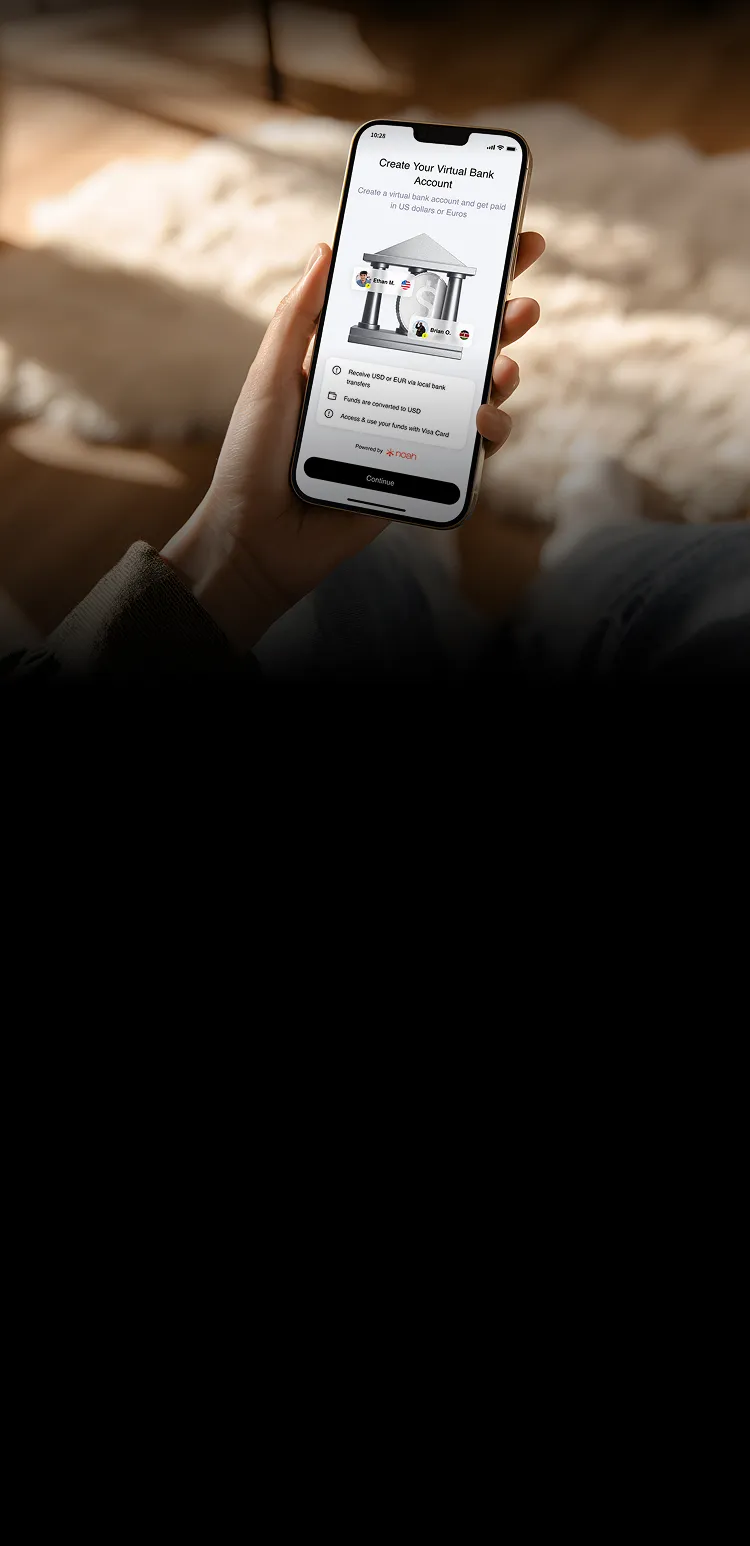 Get paid to your virtual USD account on Rizon mobile