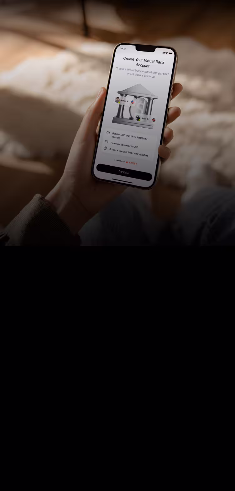 Get paid to your virtual USD account on Rizon mobile