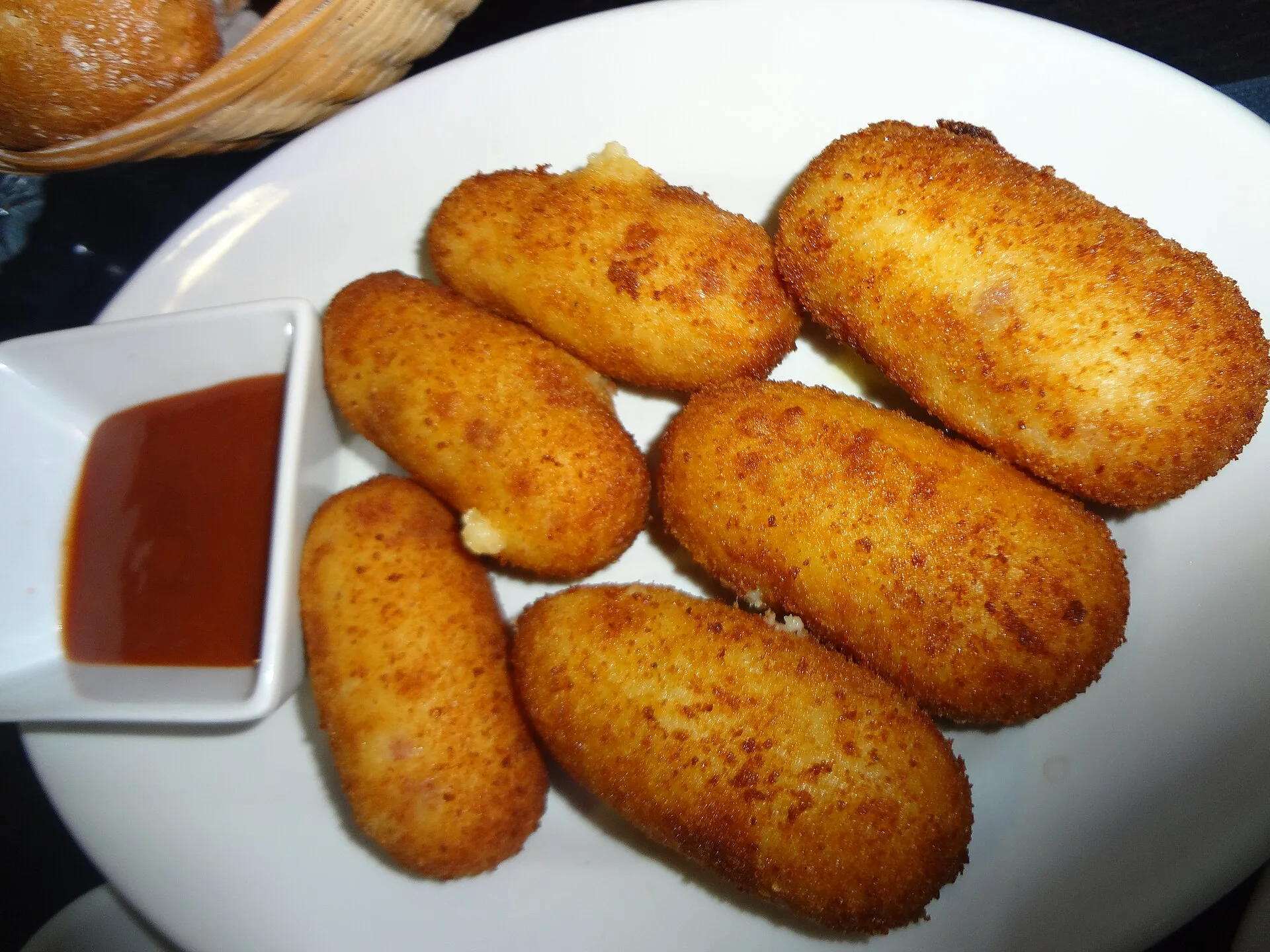 Plates of tapas served at a bar in Madrid