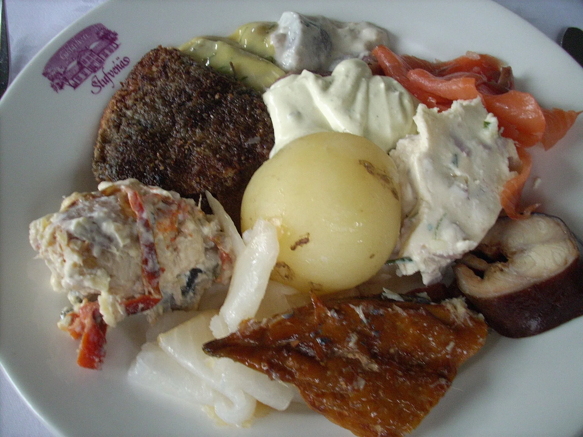 Swedish smörgåsbord laid out as a buffet