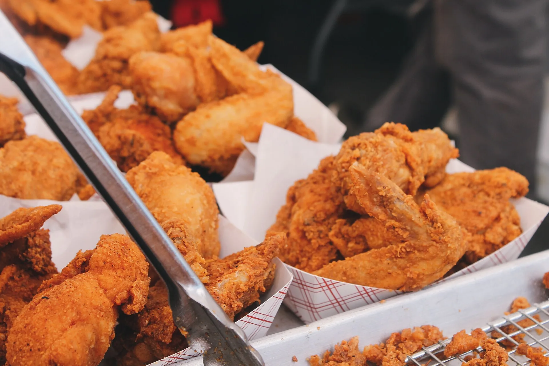 Pieces of golden fried chicken