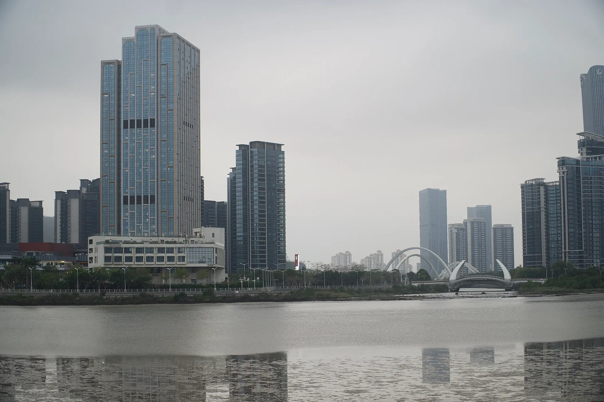 Hengqin's towers seen across the water from Macao