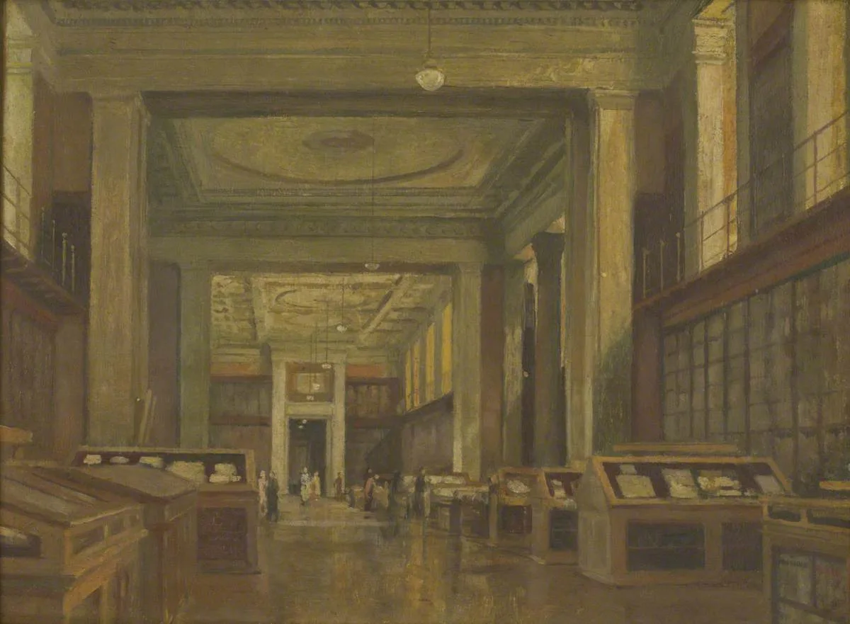 Interior of the King's Library at the British Museum in 1931