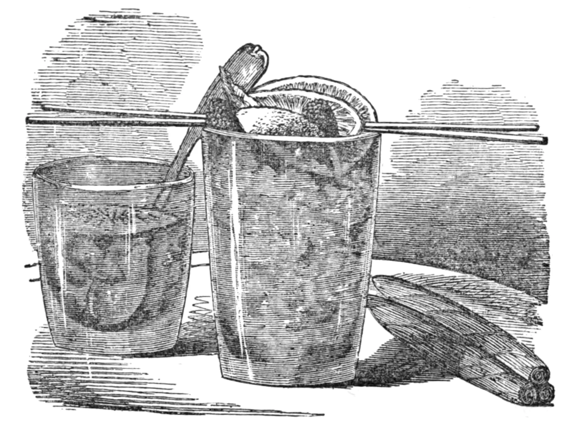 Nineteenth-century book illustration of a brandy punch