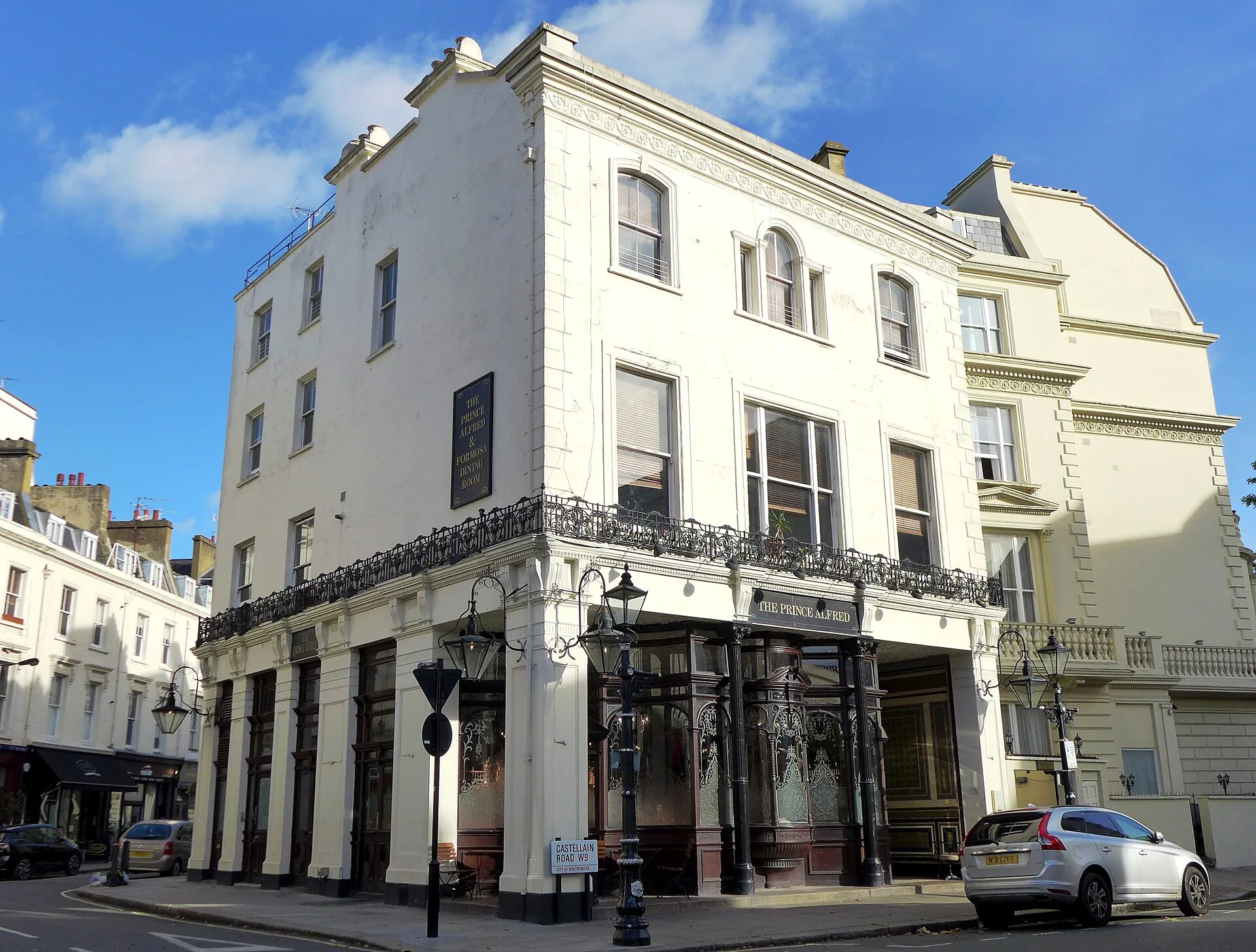 Corner exterior of the Prince Alfred pub in Maida Vale, London