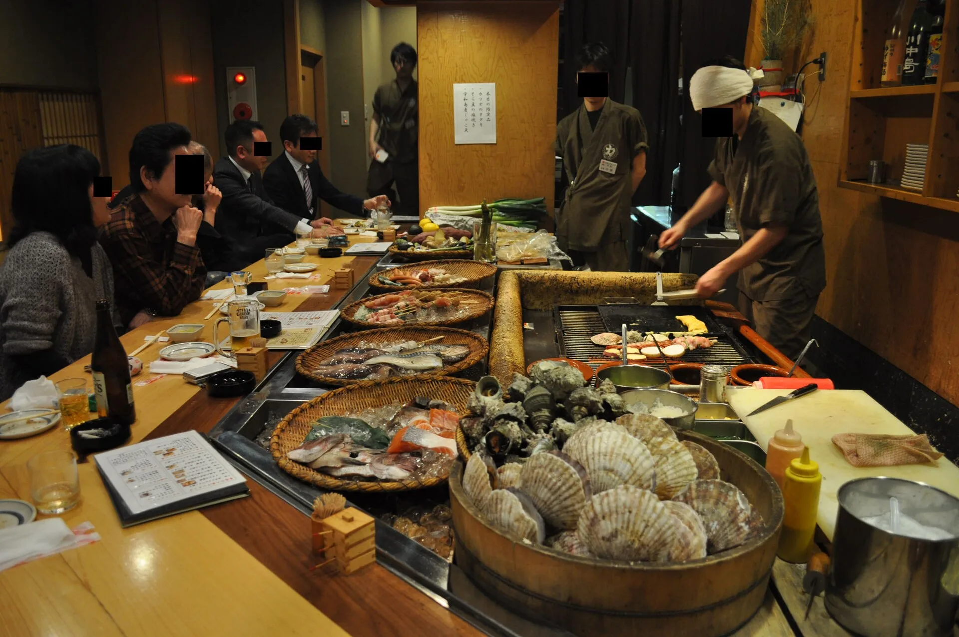 Interior of a robatayaki restaurant in Osaka