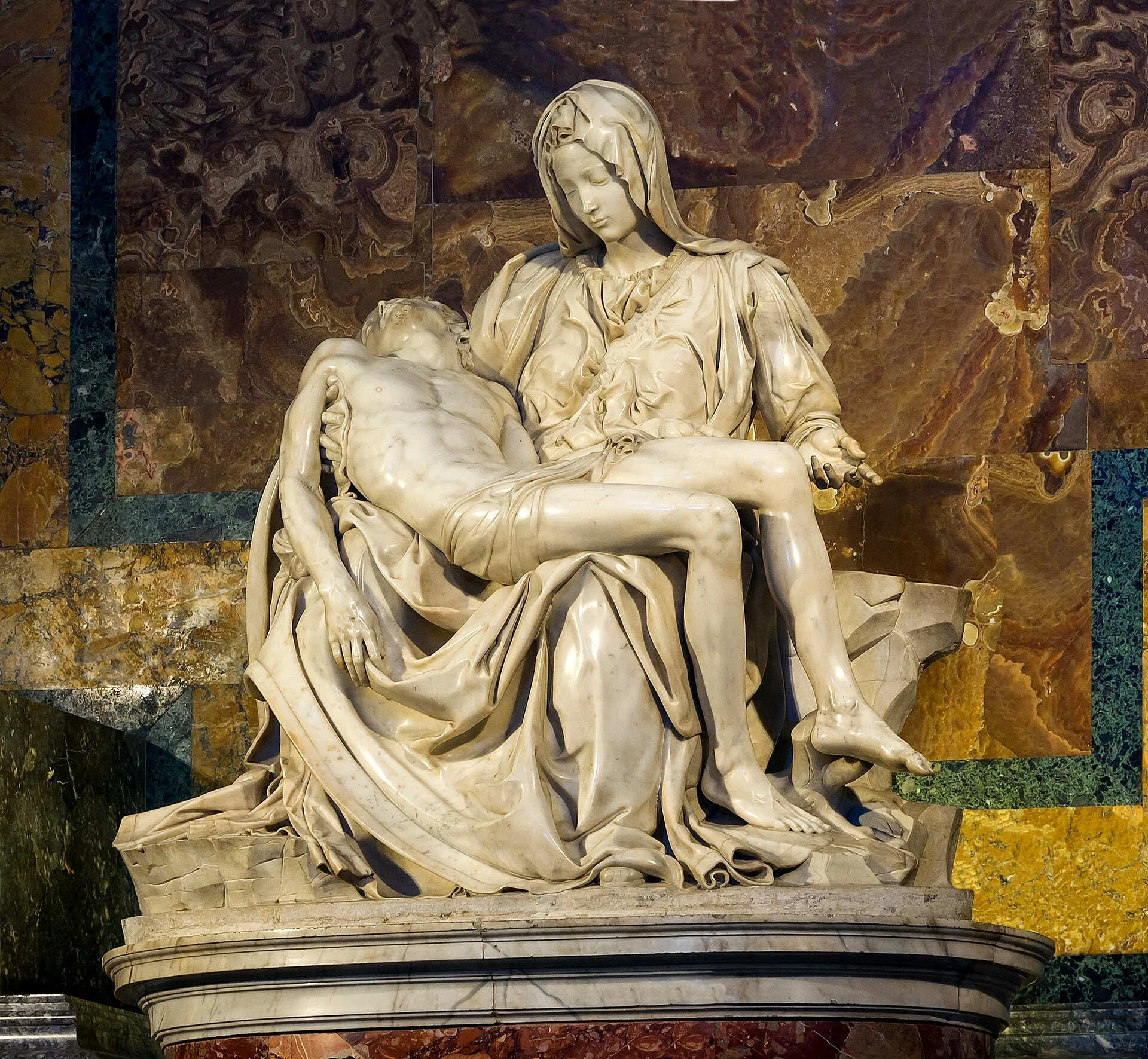 Michelangelo marble Pietà of Mary holding the body of Christ