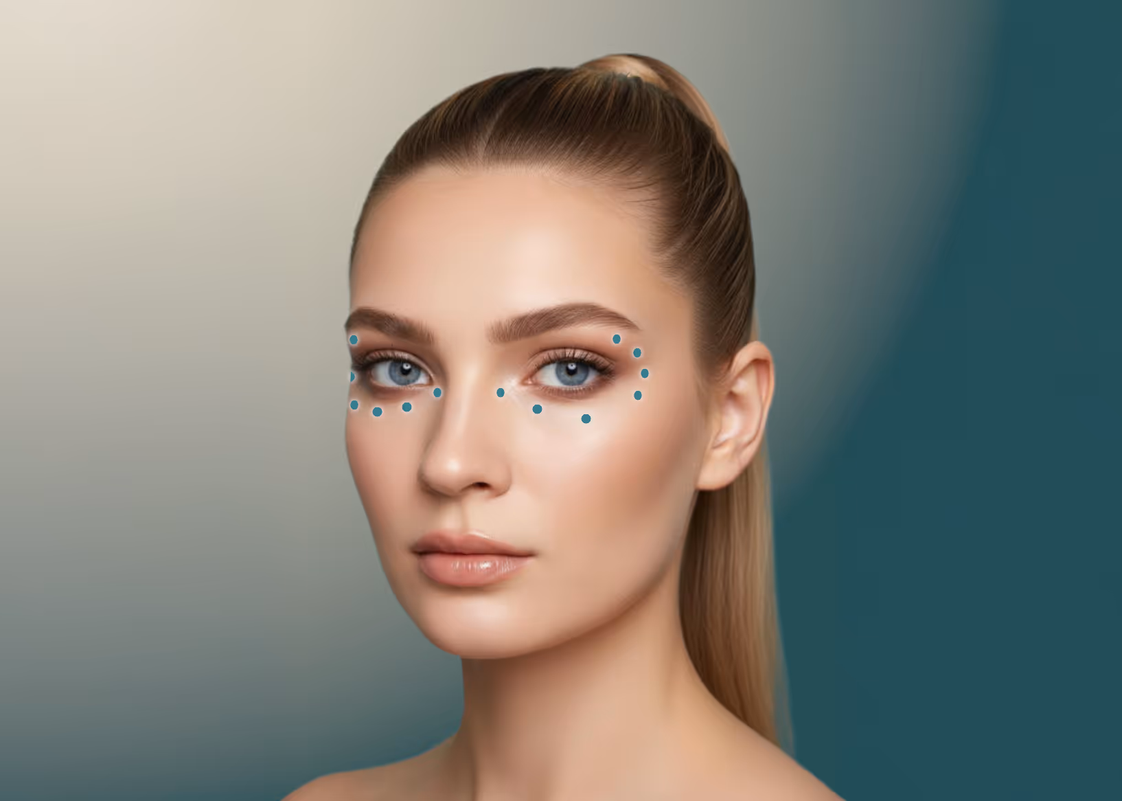 Illustration show that the treatment targets the area under and around the eyes