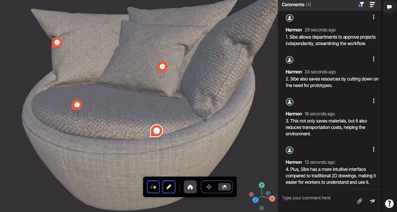User is giving some instructions to his collegue to start implementing them on the new verions of the Sofa model 