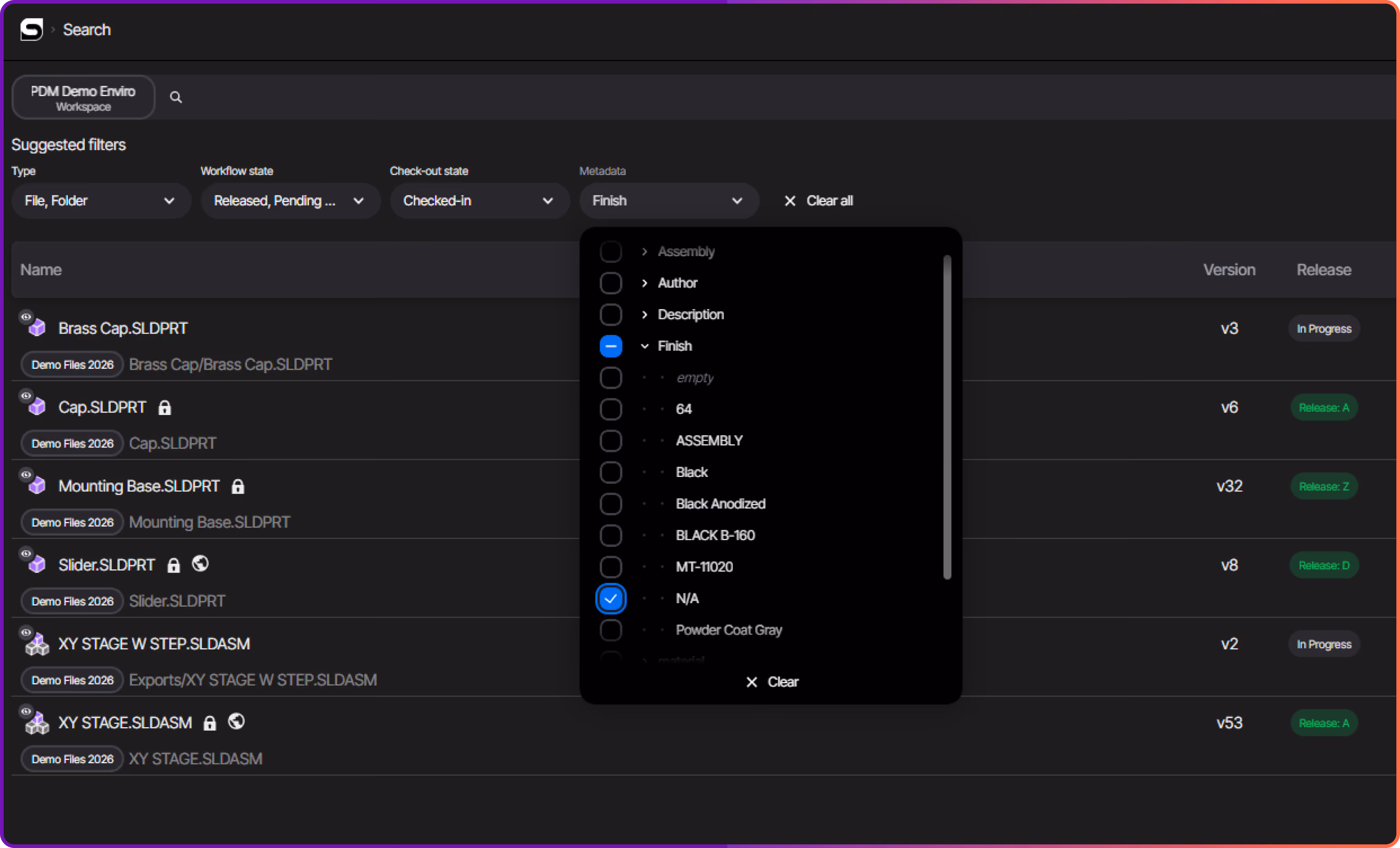sibe pdms advance metadata filters to find solidworks file easily