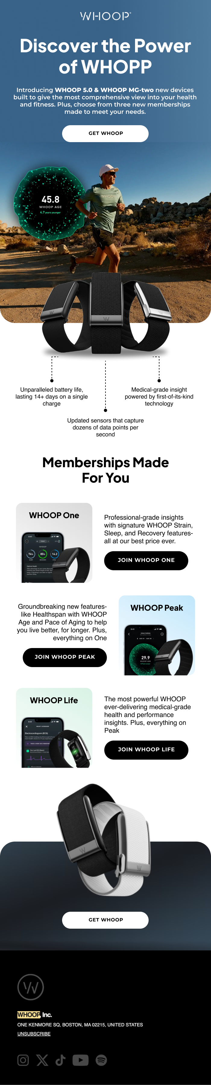 WHOOP email design by Mailzy