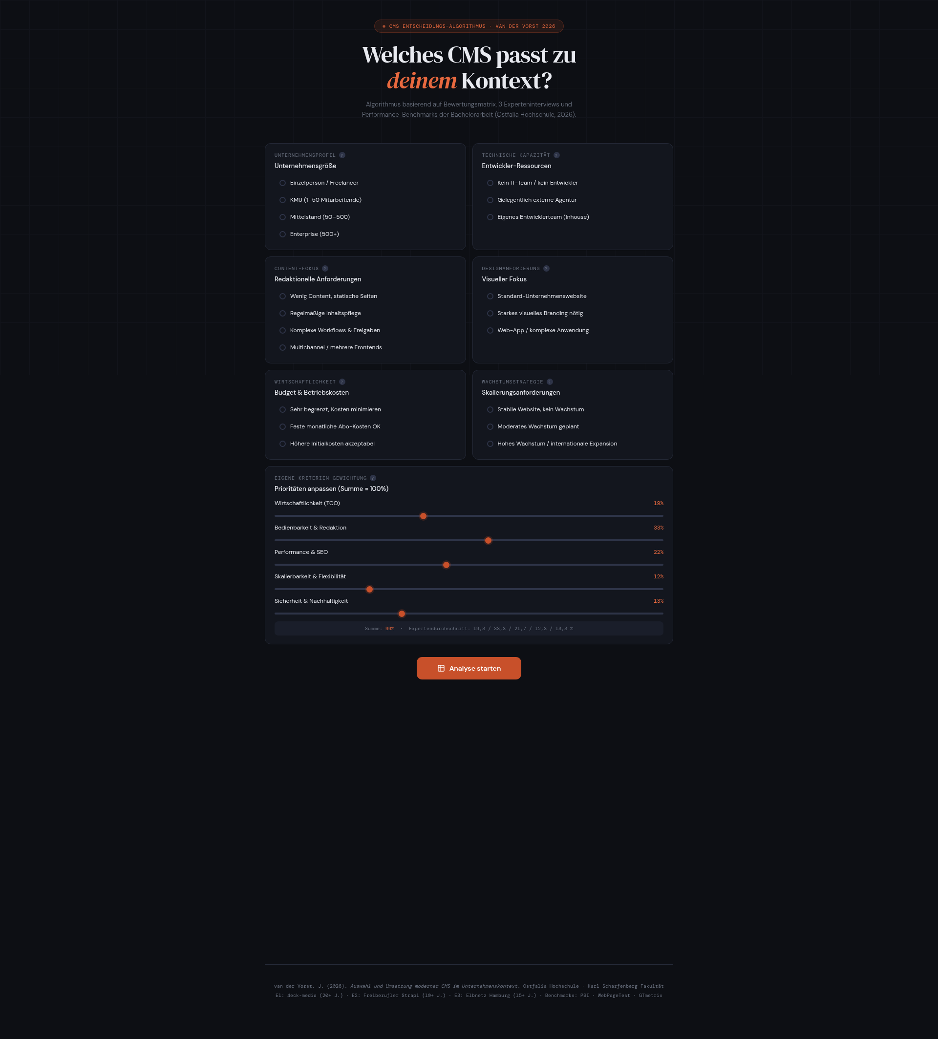 Screenshot: CMS Entscheidungs-Algorithmus