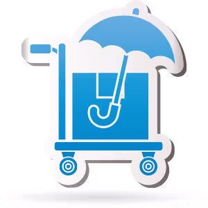 umbrella on cargo cart - illustration