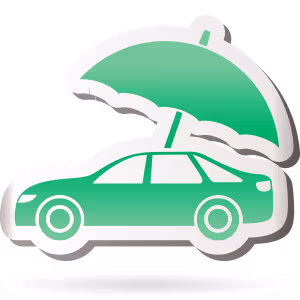 car under umbrella - illustration