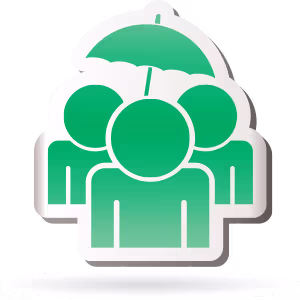 employees under umbrella - illustration