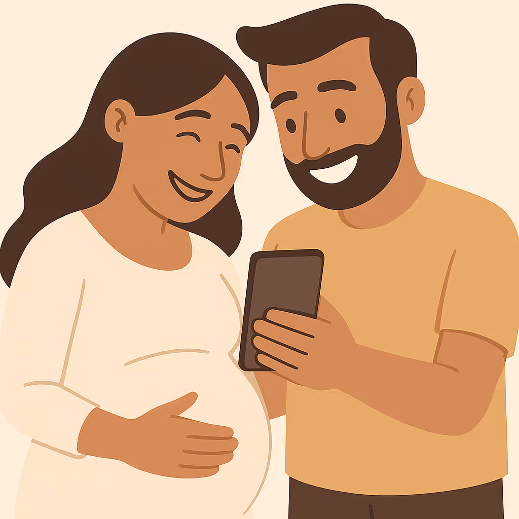 Pregnancy AI being used by couple.